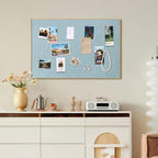 SELEAD Linen Bulletin Board 30” x 20” - Golden Aluminum Frame, Teal Fabric - Image 3