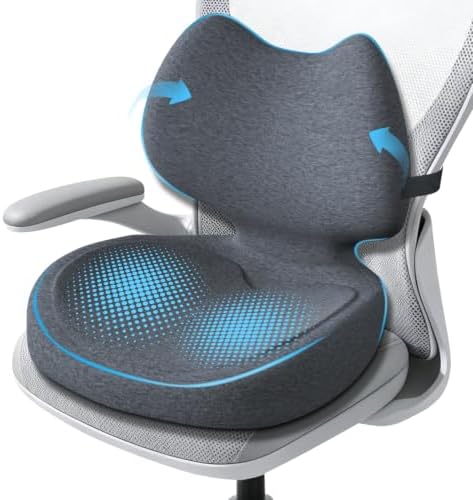 Memory Foam Seat Cushion with Back Support, One-Piece Design by Unknown