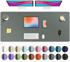 Aothia Faux Leather Desk Mat - Non-Slip PU Leather Desk Blotter, Waterproof Writing Surface, Large Desk Pad for Office & Home (Jungle Green, 55" x 24") by AothiaSimpleNaturalUnique