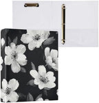 3 Ring Binders 1.5 Inch Clear View Three Ring Binders Versatile Black White Flowers Binder for Work School Office Supply 1 Pack by Unknown