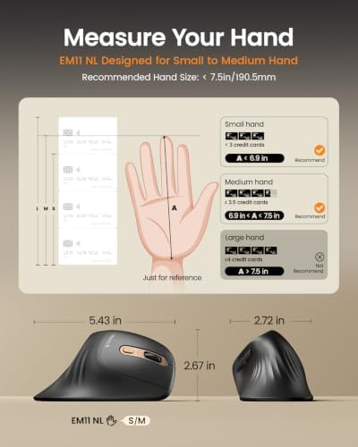 ProtoArc EM11 NL Wireless Ergonomic Mouse, Rechargeable, Black Gold - Image 2