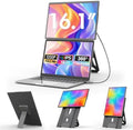 domyfan 16.1" Laptop Screen Extender, 360° Rotating Detachable Stand/VESA Support, FHD 1200P IPS Portable Monitor, Plug & Play with HDMI/USB-A/Type-C, Compatible Win/Mac/Android by Domyfan