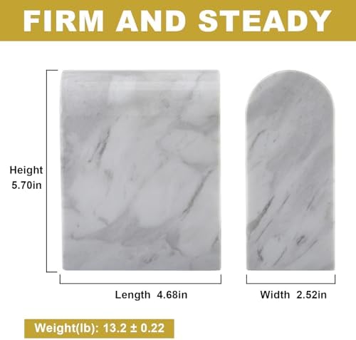 Koville Greek Natural Marble Bookends for Shelves, Book Ends for Heavy Books, 13LBS Ultra Heavy Duty Book Holders, Triumphal Arch Bookends Office Bookshelf Decor for CDs/Video Games(Volakas) - Image 2