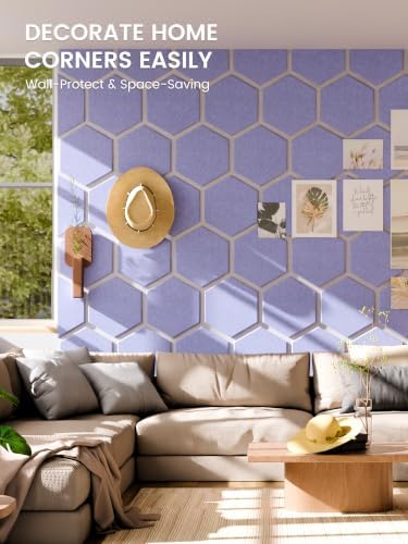 Fluxynara 8-Pack Hexagon Felt Bulletin Board Tiles, Lavender - Image 4