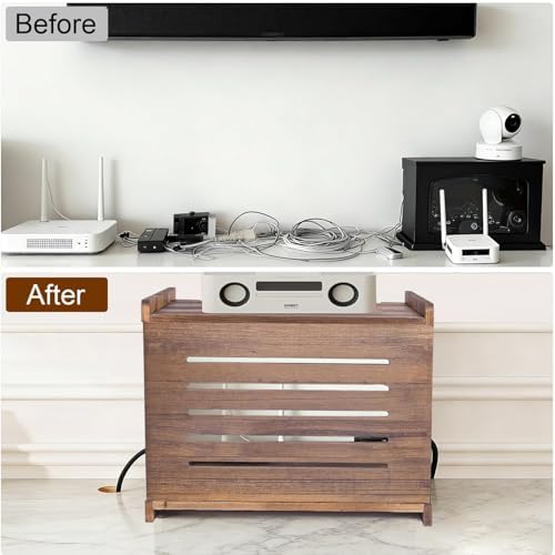 WiFi Box Hider Wood, Cable Organizer Storage Cabinet - Image 7