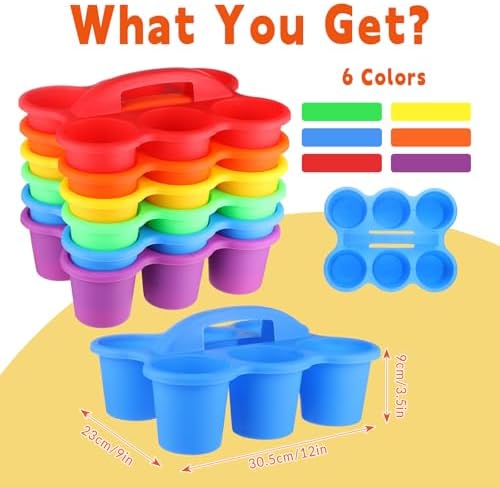 6 Pack Classroom Caddy Organizer with Handle, 6 Compartments, Colorful - Image 2