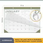 2026 Desk Calendar 17x12 Bulk Runs Until June 2027 Work Calendar with To-do List & Notes 18 Months With Plastic Cover Table Calendar 2026-2027 Desk Calendar With Protective Cover Bulk Planner for Home School Office (Light Green, 6 Pack) - Image 2