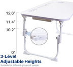 Laptop Desk for Bed, Height Adjustable Laptop Bed Table, Foldable Portable Lap Desk Stand with USB/Storage Drawer/Cup Holder/Slot, Breakfast Tray for Working Reading Writing Eating, White - Image 3