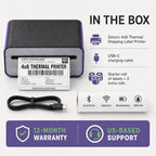 4x6 Thermal Label Printer - Bluetooth, Wireless, 2 Extra Label Rolls - Image 2