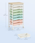 VASAGLE Rolling Cart with Drawers, Craft Organizers and Storage, Multicolor - Image 3