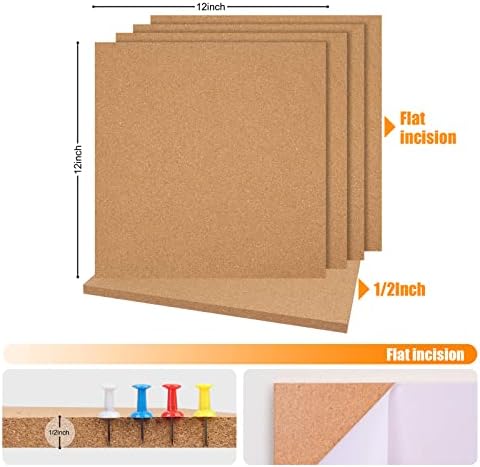 Cork Board Tiles 12"x12" - 1/2" Thick - 8 Pack Cork Tiles - Bulletin Board - Mini Wall (8pack) (8pack 30.5 * 30.5 * 1.2) - Image 4