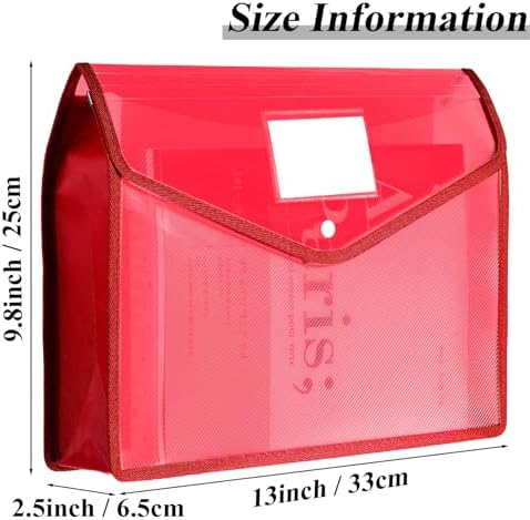 10 Pieces Plastic Expanding File Folders,Red, Horizontal - Image 2
