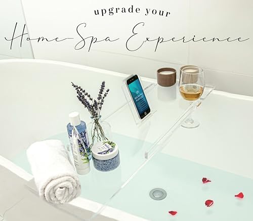 42" Supreme - Clear Acrylic Bathtub Tray Caddy Tub Shelf, Spa Board Luxury Bathroom Bath tub Table, Fits Across Bathtubs, Book, iPad and Wine Glass Holder (Supreme, 42") - Image 2