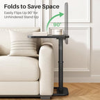 Kitstorack Upgraded TV Tray Table with Panel Lock, 90° Flip-Over Design & Adjustable Height, Sofa Arm Side Table for Eating, Laptop, Couch, Bed, or Small Spaces, Dark Gray - Image 4