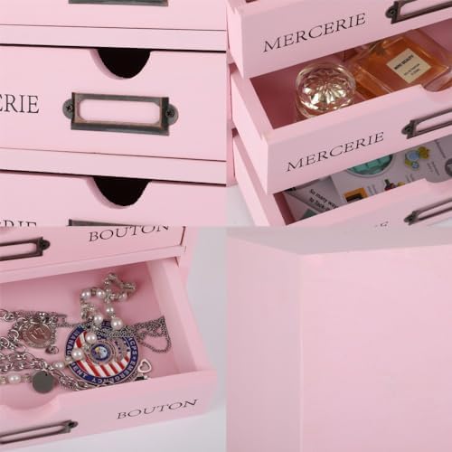 Small Wooden Drawers Wooden Box with Drawer, Pink 5 Wood Drawer - Image 6