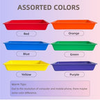 6 Pack Turn in Bins, A4 Letter Size Flat Storage Trays, (Rainbow, with Lid) - Image 3