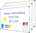 Double-Sided White Board Dry Erase Magnetic Whiteboard Wall 36x24, 3-Pack by WALGLASS