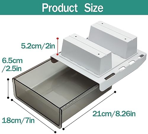 SVNNELP 2 Pack Upgrade Under Desk Drawer for Table with Lip,Office Attachable Plastic Desktop Accessories & Workspace Organizers,Hidden Under Table Desk Storage Organizer Pencil Tray Drawer Slide Out - Image 2