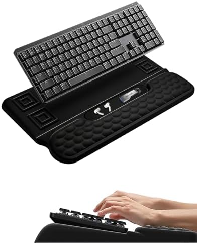 Wrist Rest for Computer Keyboard, 2 in 1 Keyboard Wrist Support Pad, Memory Foam Keyboard Riser Holder Lift Tray with Wrist Pad for Easy Typing for Office Desk, Home, School (Round Black) by Unknown