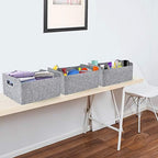 Welaxy Storage Baskets Collapsible Felt Storage bin Foldable Shelf Drawers Organizers Bins organizie Box with Handles for Kids Toys pet Toy Books Clothes Makeup Junk organise (Gray x 3) - Image 6