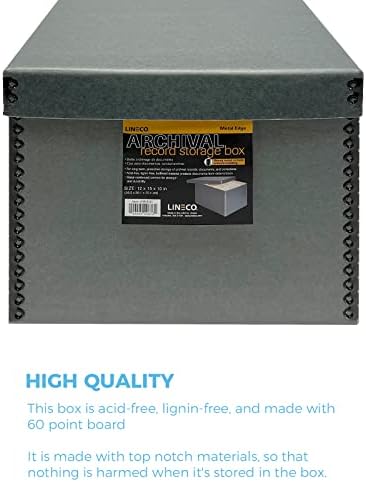 Lineco Record Storage Box 12x15x10 inch, Acid-Free Gray Boxboard, 2 Pack - Image 4