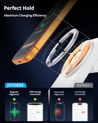 JoyGeek Foldable 3-in-1 Wireless Charging Station for iPhone Air/17/16/15/14/13/12, Charging Stand for Apple Watch 11-2 and AirPods, Travel Wireless Charger - Image 4