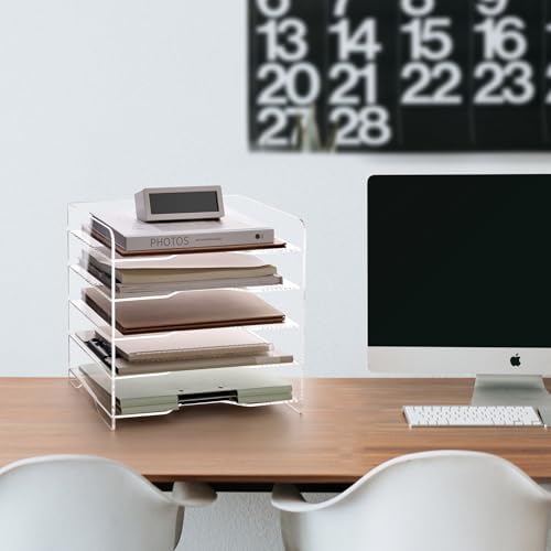 SANRUI Acrylic Paper Organizer Letter Tray, 5 Tier Enlarged File Holder - Image 7