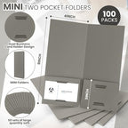Henoyso 100 Pcs 4 x 9 Inch Mini Presentation Folders 2 Pocket, Grey - Image 2