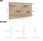 Wooden Pegboard Modular Display Organization Storage Wall Hooks Shelf (Oak Colored Finish-B-4) - Image 4