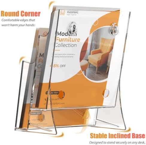 FUCDTEFC 2 Pack Acrylic Brochure Holder 8.5x11 & 4 x9 Inches, Clear 2 Tier Literature Magazine Stand Brochure Display Stand w Removable Divider Universal, Flyer Holder for Wall Mount or Countertop - Image 4