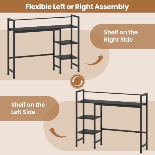 GIANTEX Desktop Bookshelf, 38.5" Dorm Desk Hutch for 27" Monitor (Black) - Image 4