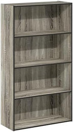 Furinno PASIR Book Shelf, 4-Tier Bookshelf, Bookcase with Open Shelf, 9.4 x 23.6 x 41.7, for Living Room, Bedroom, Home Office, French Oak - Image 6