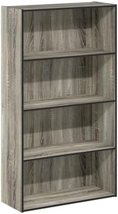 Furinno PASIR Book Shelf, 4-Tier Bookshelf, Bookcase with Open Shelf, 9.4 x 23.6 x 41.7, for Living Room, Bedroom, Home Office, French Oak - Image 6