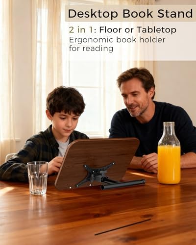 Laptop Stand Floor, Wood Music Stand, Tablet Floor Stands Adjustable Height, Tall Book Stand Hands Free, for Projector, Office, Study, Brown - Image 5