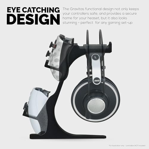 BRAINWAVZ The Gravitas - Headphone Stand & Game Controller Holder for Desk - Universal Design for All Types of Headsets & Gamepads (Black) - Image 7