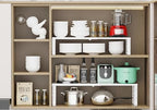Jojocross Expandable Stackable Spice Rack Organizer for Kitchen Cabinet,Adjustable Counter Shelf, countertop, Pantry,Cupboard,Bathroom,Bedroom(3Packs/White/Large) - Image 4