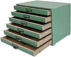 Vintage 6-Drawer Wooden Desktop Organizer Cabinet, Rustic Distressed Wood Card Catalog Cabinet, Antique Storage Box for Jewelry Cosmetics Craft Paper Home Office Decor (Green) - Image 6