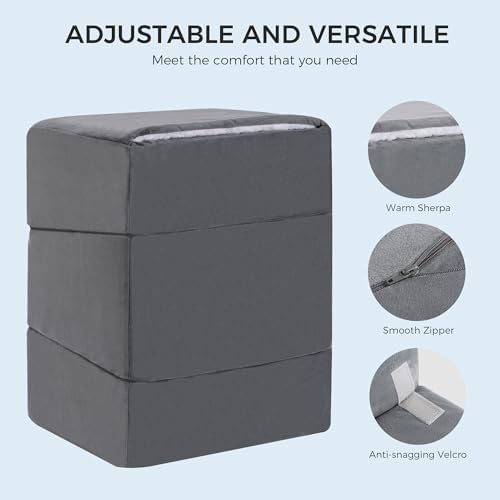 Ganondorf 3PCS Foot Rest for Under Desk at Work Adjustable Foot Rest Under Desk Ergonomic Foot Stools for Under Office Desk Extra Large Leg Pillow for Underdesk Footrest with Warm Sherpa Topper, Grey - Image 3