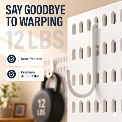 AKTOP Plastic Peg Board Wall Organizer 4-Pack, 12"x12" Pegboard Kit, White - Image 4