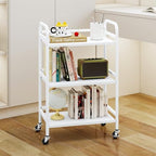 DCLRN 3 Tier Rolling Cart,Storage Organizer Cart,Multifunctional Storage Shelves,Rolling Metal Organization Cart with Handle and Lockable Wheels,for Home,Office,Kitchen,Bathroom(White) - Image 6