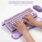 Computer Keyboard Stand Pad with Gel Wrist Rest Keyboard Pad Support with Comfortable Wrist Pad Easy Typing Ergonomic Tilted Acrylic Transparent Keyboard Riser Holder for Desktop Office Home Purple - Image 4