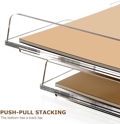 2 Pack-Stackable Paper Letter Tray Enlarged A4 File Desk Organizer Acrylic - Image 5