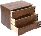 Wooden Desktop Storage Cabinet with 3 Lockable Drawers, Office Desk File Organizer, Small Wooden Drawer Storage Box for Home Office Supplies, Sewing Kits,Vanity, Walnut Color - Image 7