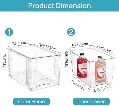 Vtopmart 8 Pack Stackable Clear Pantry Storage Drawers, Large - Image 2