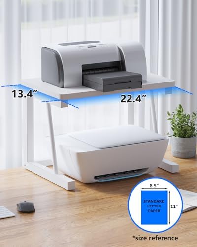 2-Tier Desktop Printer Stand, 22.5 x 14.8 x 15 in, White - Image 2