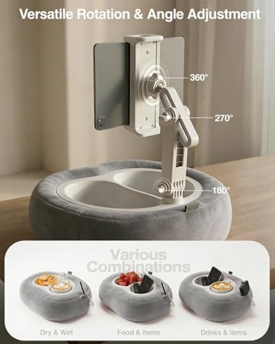 Miledi Tablet Pillow Stand for Bed with 360° Rotating Holder, Gray - Image 5