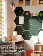Fluxynara 12-Pack Hexagon Felt Bulletin Board Tiles, Aurora Green-1 - Image 5