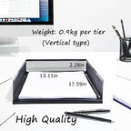 A3 Metal Letter Tray, 2pcs/4pcs/6pcs, Stackable Paper Tray, Metal Mesh Desktop Organizer, File Document Storage Rack for Home, Office, School, Black/White, Horizontal/Vertical (4, Vertical,Black) - Image 2
