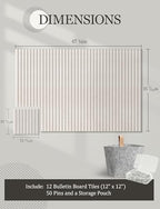 Felt Bulletin Board Tiles 48" x 36", Large Pin Board Wall Organizer Alternative, Self Adhesive Felt Wall Panels with 50 Push Pins & Storage Pouch for Office, Bedroom and Study Room, Oatmeal - Image 3