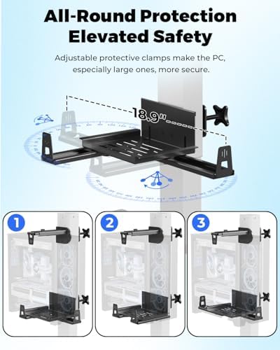 JOY worker Under Desk PC Mount with Protective Arms, Clamp-On Leg CPU Mount - Image 4